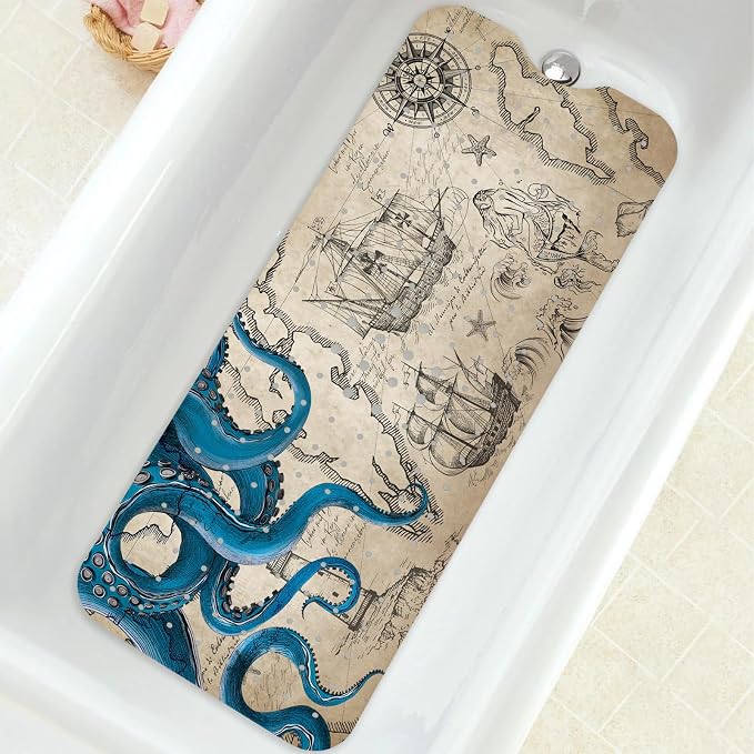 Bathtub Mat Non Slip, Octopus Extra Long Bath tub Mat Shower Floor Mat by BathtubMat