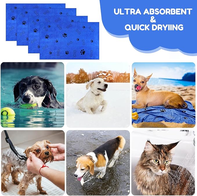 Chumia 4 Pcs Dog Towels for Drying Dog Puppy Bulk Microfiber Absorbent Paw - Image 6