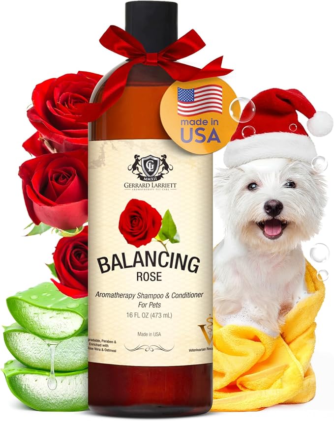 Dog Shampoo and Conditioner Balancing Rose 16 Fl Oz Dog Shampoo Itchy Skin by GerrardLarriettAromatherapyPetCare