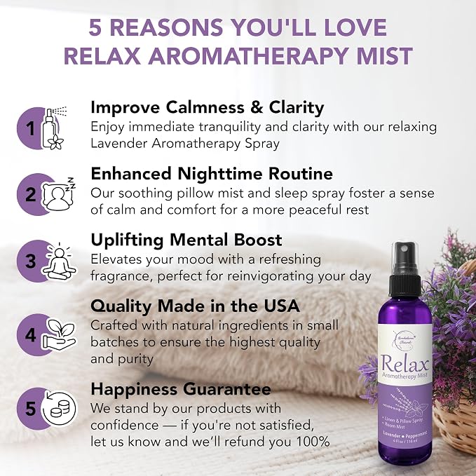 Relax Lavender Spray for Sleep, Natural Linen Spray for Bedding, Perfect - Image 2