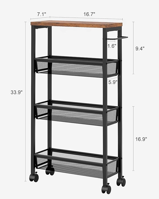 VECELO 4 Tier Slim Rolling Cart Organizer, Rolling Carts On Wheels - Image 2
