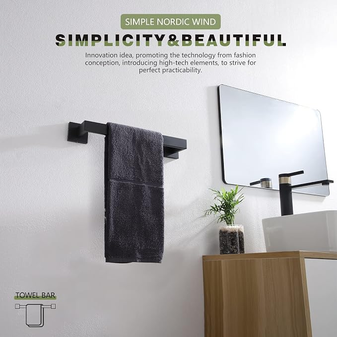 KOKOSIRI 12-Inch Single Towel Bar, Bathroom Kitchen Towel Holder, Wall Mounted - Image 4