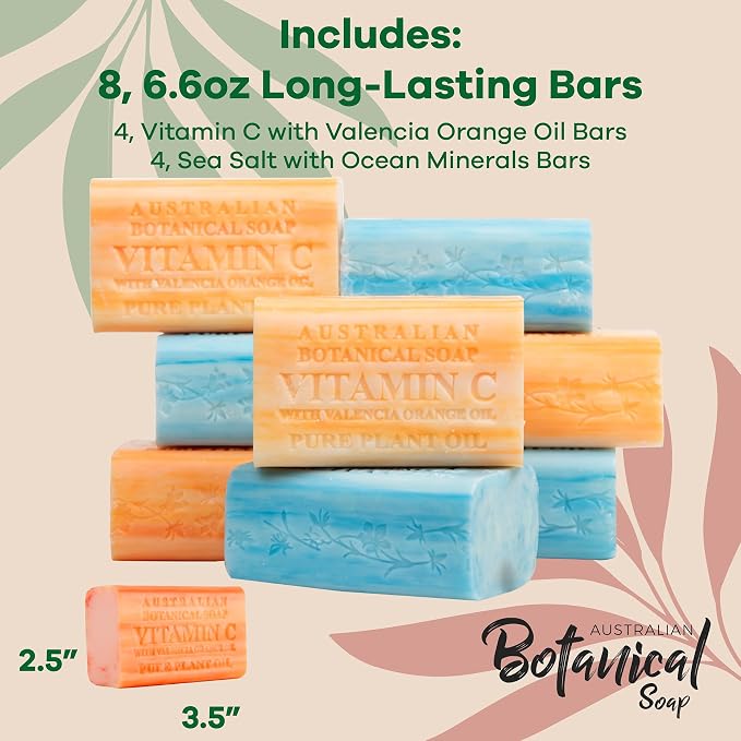 Australian Botanical Soap Variety Pack Includes 4 Valencia Orange and 4 Sea - Image 4
