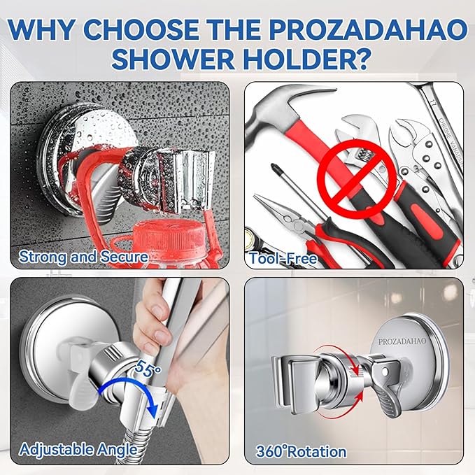 Adjustable Shower Head Holder, Bathroom Suction Cup Handheld Shower Head Bracket - Image 2