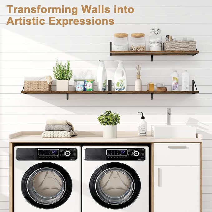 Fun Memories Floating Shelves for Wall, 36 Inches Long Set of 3 Wall Shelves - Image 6