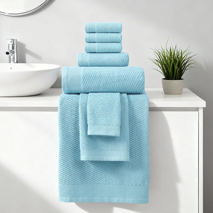 REDKISS Luxury Bath Towel Set of 8, 100% Cotton Bathroom Towels Set - Image 8