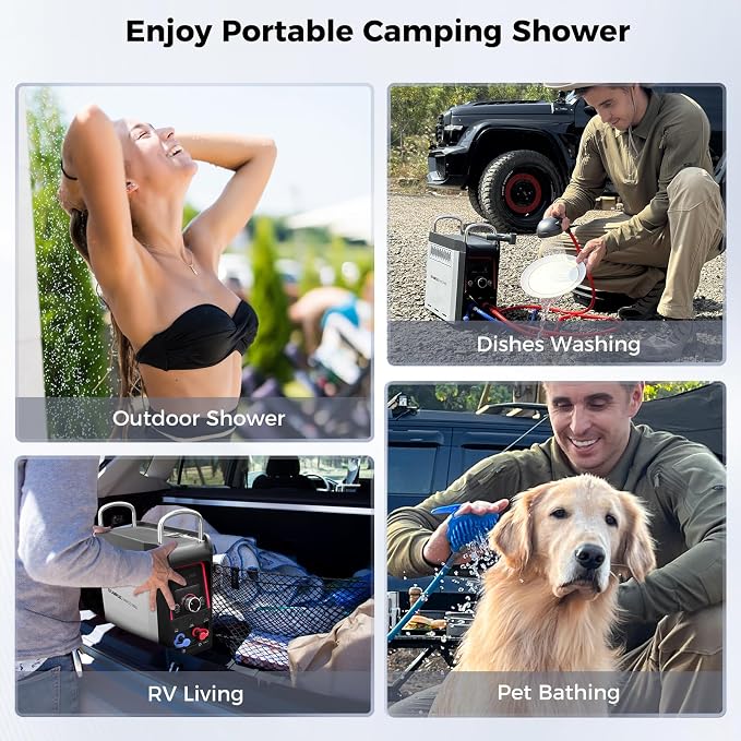 CAMPLUX Nano 3 Max, Portable Propane Water Heater & Shower Pump, Rechargeable - Image 3
