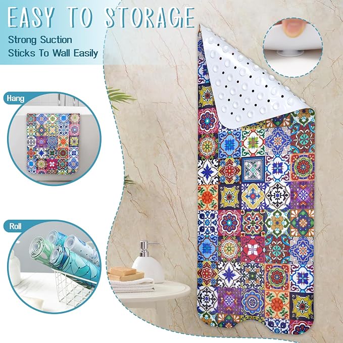 Boho Bathtub Mat Non Slip, Vintage Bath Tub Mat Baby Bath Mats - Image 5