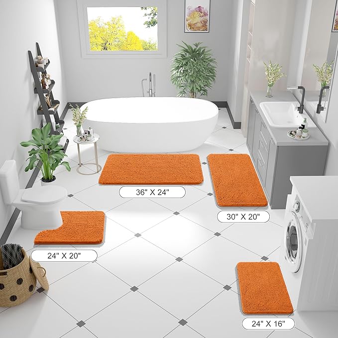 OLANLY Bathroom Rugs 24x16, Extra Soft Absorbent Chenille Bath Rugs, Rubber - Image 2