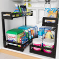 Under Sink Organizer 2 Pack, Metal Large Capacity 2-Tier Sliding Cabinet by Luosiviwi