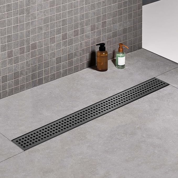 Offset Linear Shower Drain, Matte Black Shower Drain 36 inch - Image 3