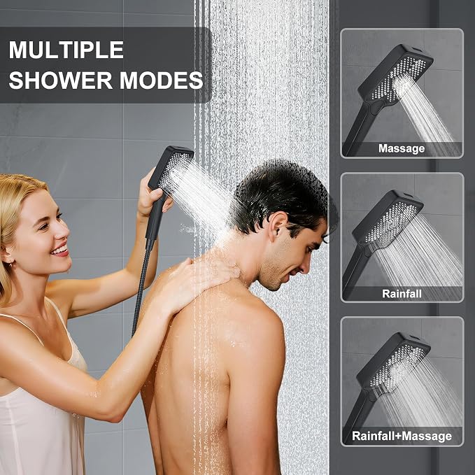 Matte Black 13-Inch Rainfall Shower System - Image 4