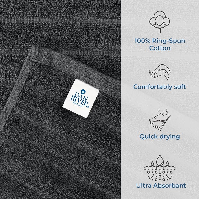 DAN RIVER Pack of 2 Bath Sheet 35x70 Inches, Extra Large Ribbed Gray Bath - Image 3