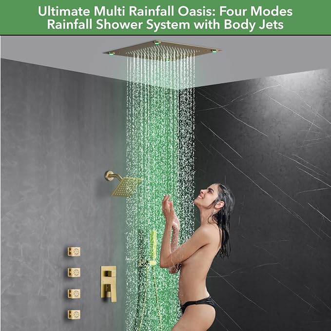 VANFOXLE Shower Faucet Set Brushed Gold Shower System, Shower Faucet - Image 8