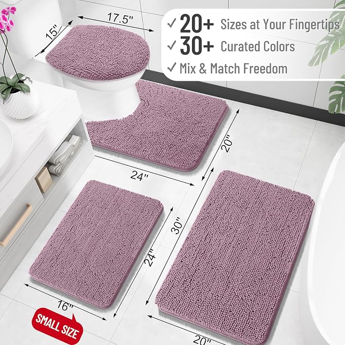 OLANLY Bathroom Rugs 24x16, Extra Soft Absorbent Chenille Bath Rugs, Rubber - Image 2