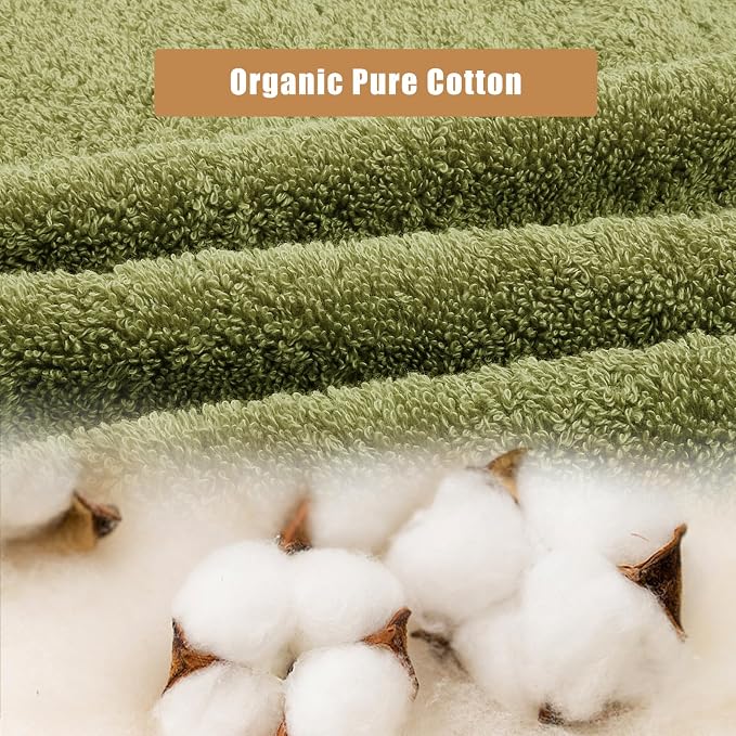 SEMAXE Sage Green Bath Towel Set, 100% Cotton Bathroom Towels - Image 2