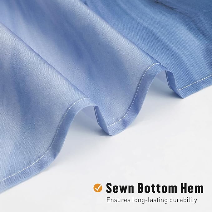 MitoVilla Blue Marble Shower Curtain, Modern Ombre Fabric Cloth Shower Curtains - Image 4