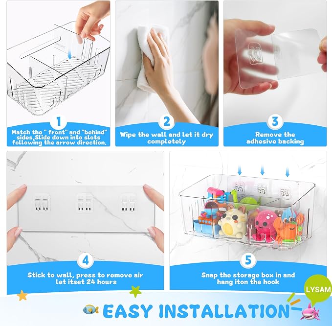 Lysam Bath Toy Storage 2 Packs, Large Bath Toy Holder - Image 8