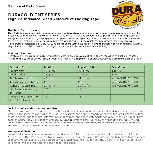 Dura-Gold Green Automotive Masking Tape 1/2 Inch, Case of 72 Rolls - Image 6