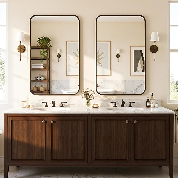 Antok 2-Pack Bathroom Mirrors, Decorative Mirror Vanity Mirror Aluminum Alloy - Image 3