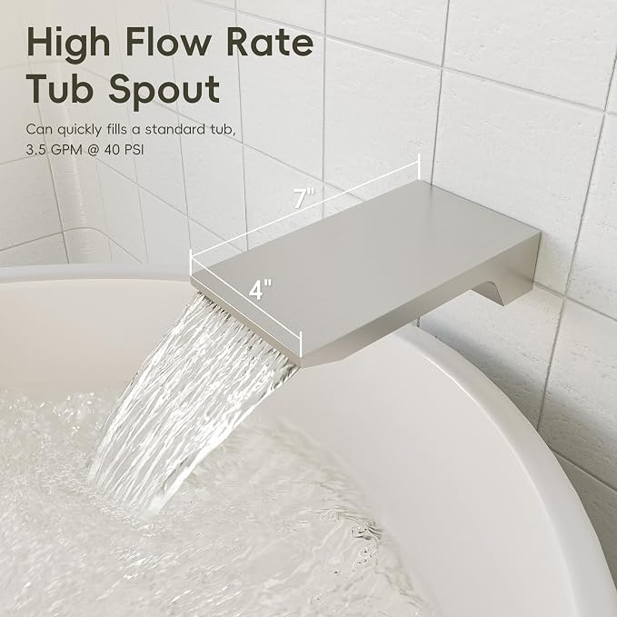 Gabrylly Shower System with Tub Spout, Wall Mounted Tub Shower Faucet Set - Image 5