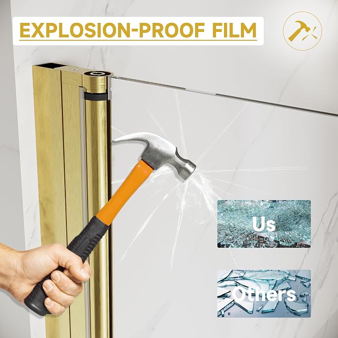 Pivot Shower Door 33.5-35" W x 72" H, Semi-Frameless Shower Door - Image 4