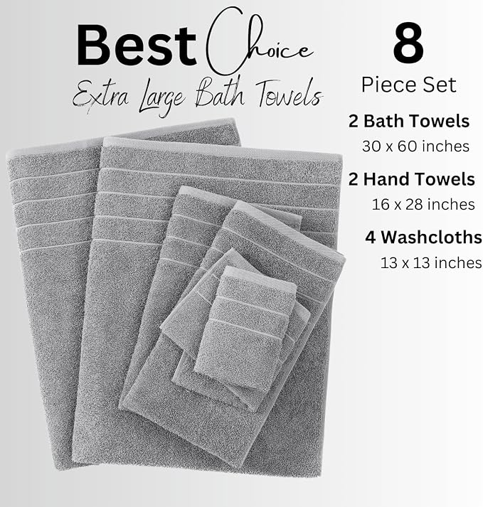 Casa Platino 100% Cotton 8 Piece Bath Towel Set - Image 4