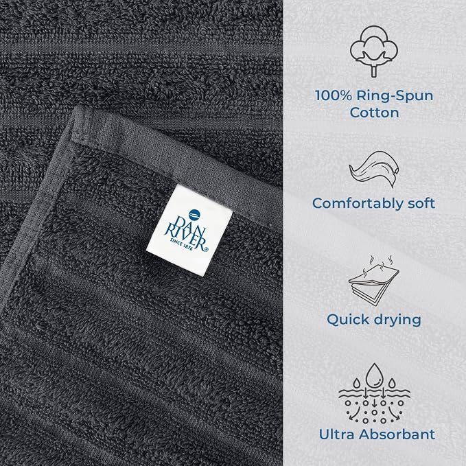 DAN RIVER Pack of 2 Bath Sheet 35x70 Inches, Extra Large Ribbed Bath Towels - Image 3