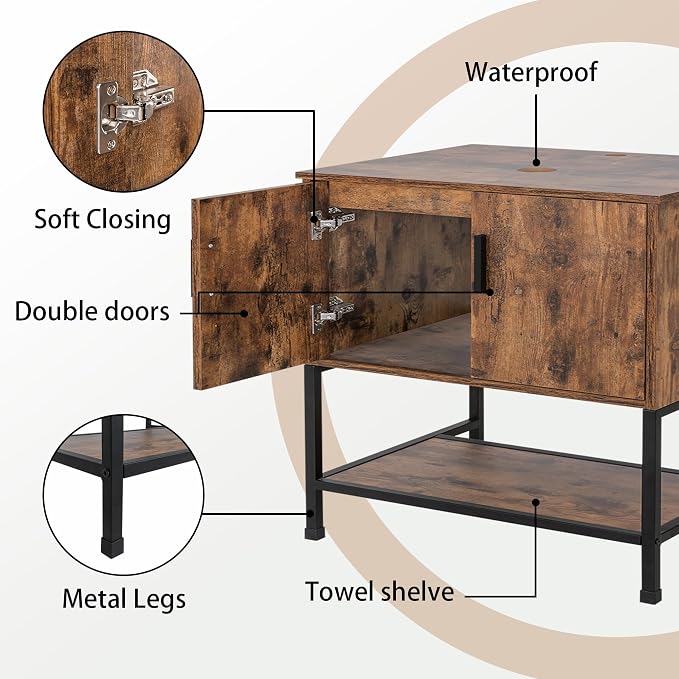 UEV Rustic Brown 36" Bathroom Vanity - Image 6