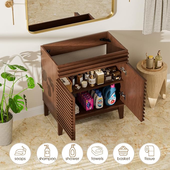 ROOMTEC 30" Bathroom Vanity, Mid-Century Freestanding Bathroom Vanity Cabinet - Image 4