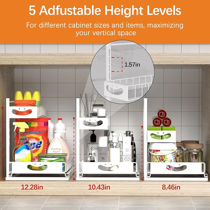 Under Sink Organizer with Pull-Out Drawers, Kitchen Sink Organizer, 2 Tier - Image 5