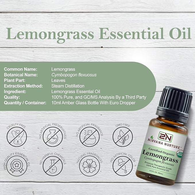 Lemongrass Essential Oil USDA Certified Organic 100% Pure Premium Therapeutic - Image 2