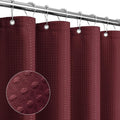 Gibelle Burgundy Red Shower Curtain, Waffle Weave Textured Fabric Shower Curtain by Gibelle