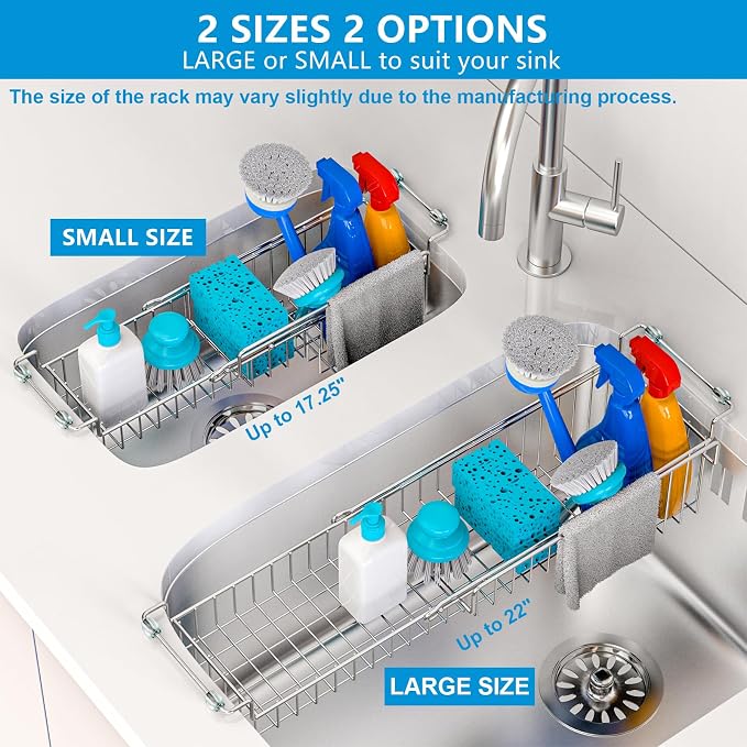 Over The Kitchen Sink Caddy Sponge Holder Organizer Drying Rack Expandable - Image 5