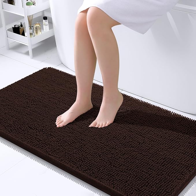 OLANLY Bathroom Rugs 40x24, Extra Soft Absorbent Chenille Bath Rugs, Rubber by OLANLY