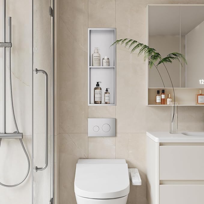 Neodrain Shower Niche Double Shelf Stainless Steel No Tile Needed Bathroom - Image 7