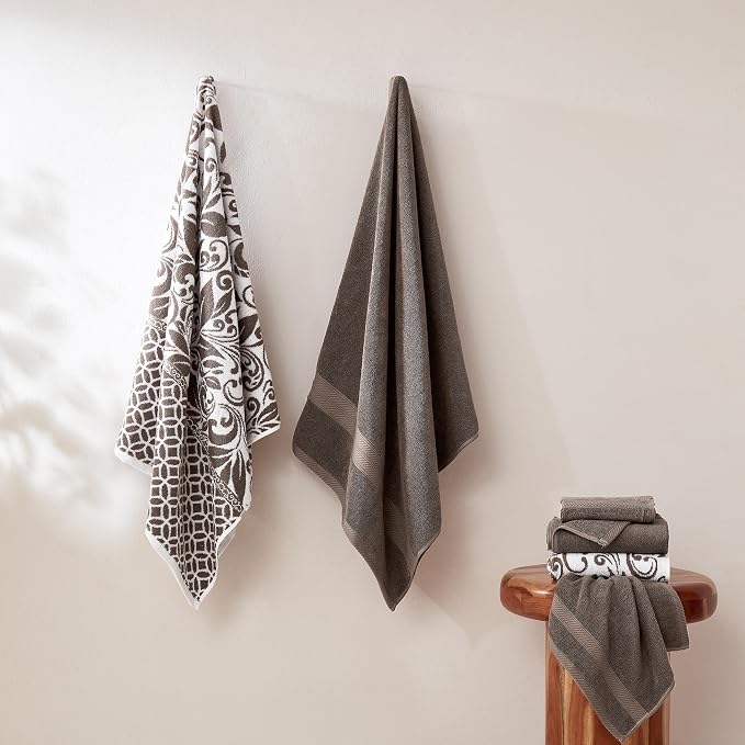 Modern Threads Trefoil Filigree 6-Piece 100% Cotton Towel Set – Reversible Yarn - Image 4