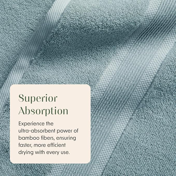Springtree Home Luxury Bamboo Rayon Bath Towel Set 6 Piece Set | 35% Bamboo - Image 5
