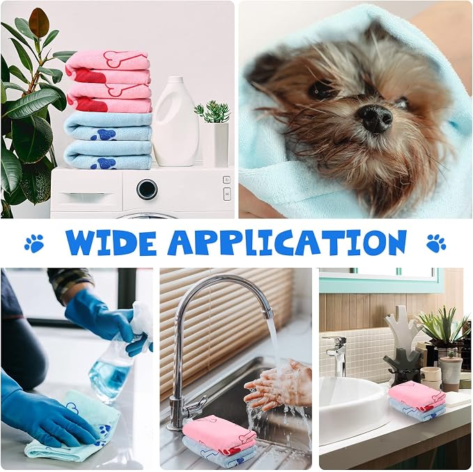 Chumia 4 Pcs Dog Towels for Drying Dog Puppy Bulk Microfiber Absorbent Paw - Image 5