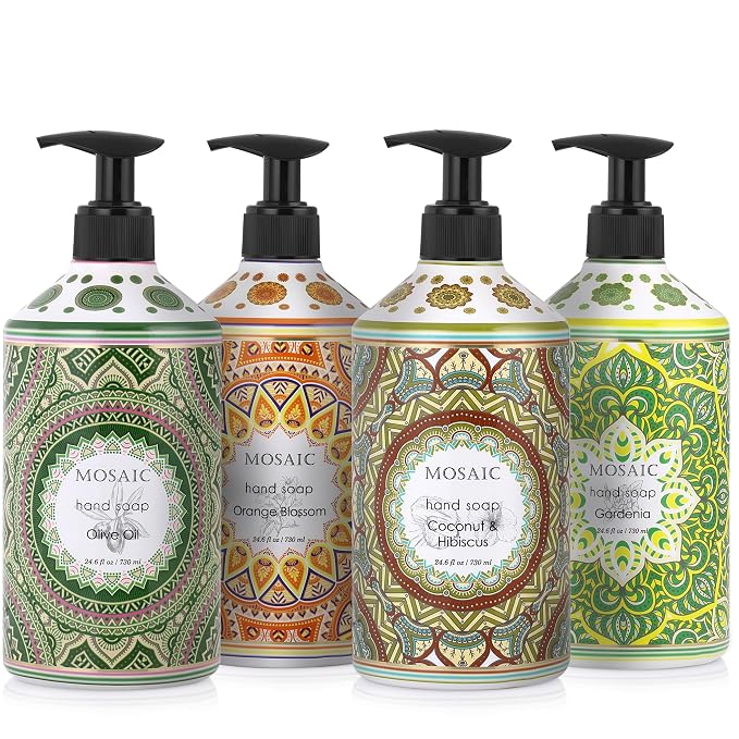 Mosaic Liquid Hand Soap / Wash Gift Set, Ideal Bathroom Kitchen Hand Soap Set - Image 2