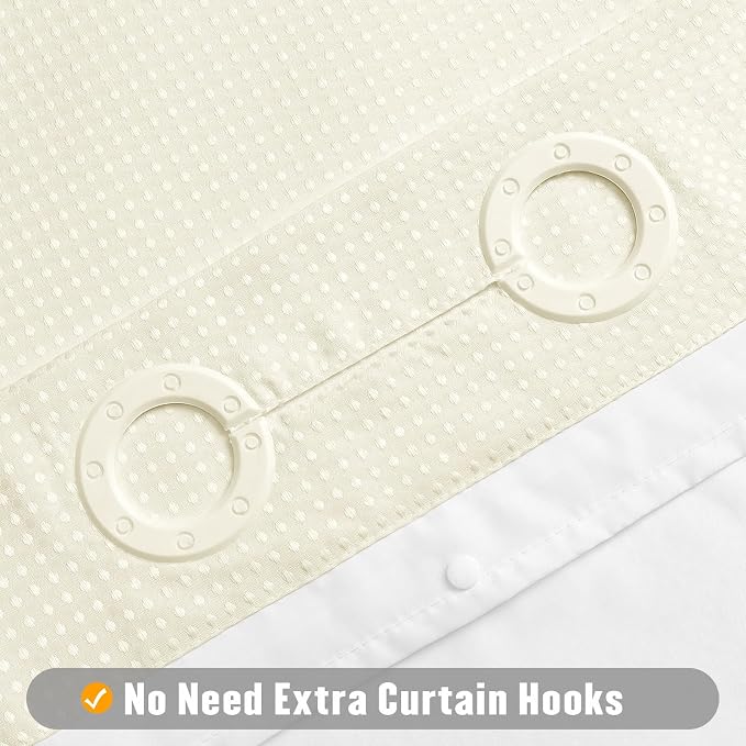 MitoVilla No Hooks Needed Extra Long Shower Curtain Liner Set, Ivory 86 inch XL - Image 3