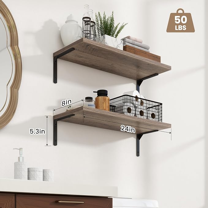Fun Memories Deep Floating Shelves, 24W x 8D Floating Shelves Set of 2 - Image 3