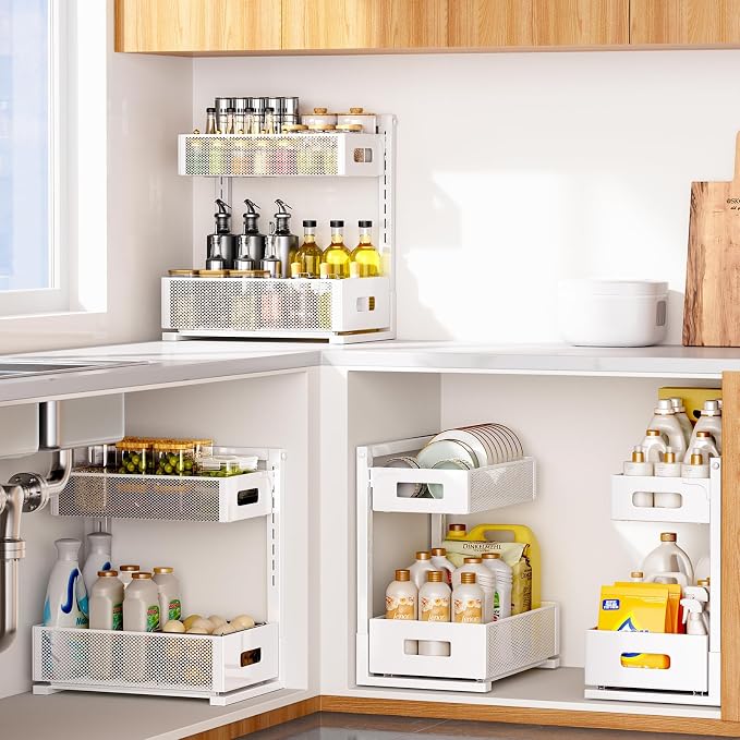 Under Sink Organizer 2 Tier, Adjustable Height Under Sink Organizers and Storage - Image 9