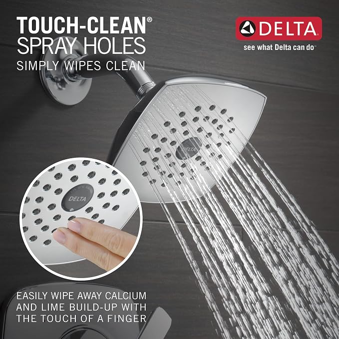 Delta Modern 14 Series Shower Faucet Set, Chrome Shower Head and Handle Set - Image 4