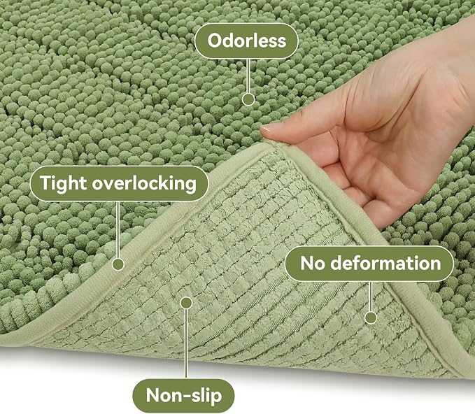 Bcoimo 24"×17" Chenille Bath Mat – Non-Slip - Image 5