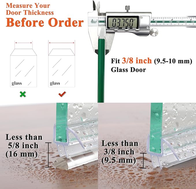 Frameless Shower Door Seal Strip 2 Pack x 39 Inch MD Glass Shower Door Bottom - Image 5