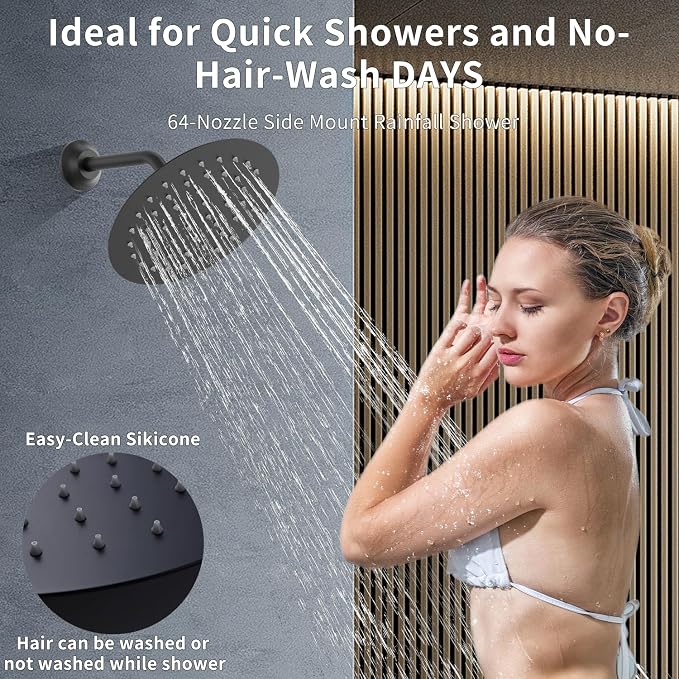 Shower Faucet Set Matte Black Shower System Temperature Display Diverter Shower - Image 4