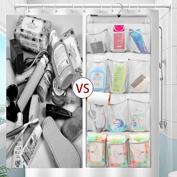 Mesh Shower Organizer Hanging Caddy Quick Dry Bathroom Storage - Image 3