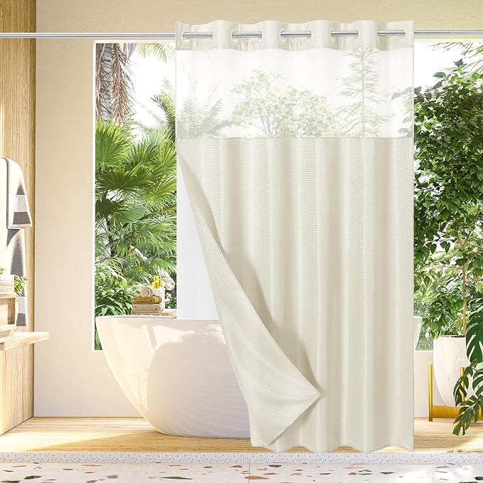 Gibelle No Hook Waffle Weave Shower Curtain by Gibelle