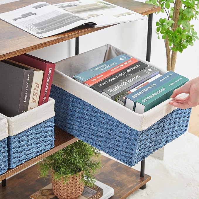 Vagusicc Wicker Basket, Rectangle Wicker Storage Basket Bins - Image 2